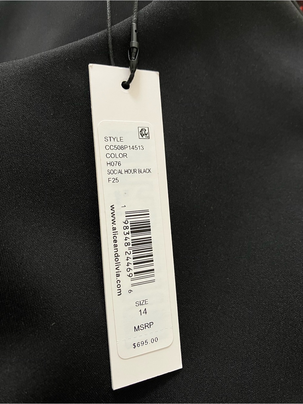 NWT Alice & Olivia Adley Drop Waist Black Floral Maxi Dress Gown Pockets size 14 - Picture 12 of 16